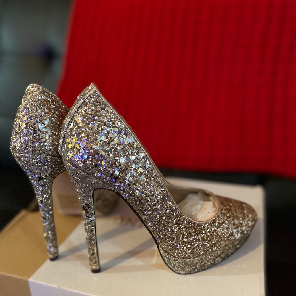 Call It Spring gold ‘Yassine’ sequined high heel